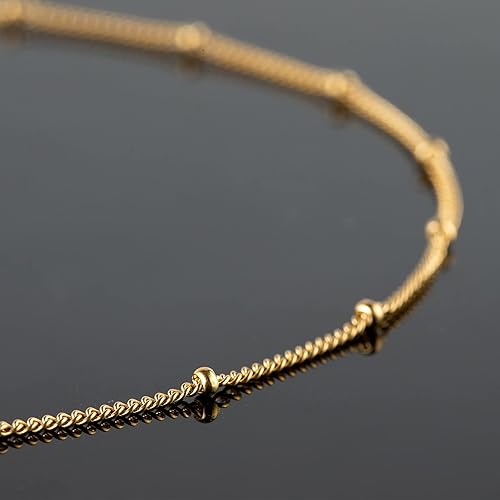 Miniatura 2 de Cadena dorada de 16.4 pies de acero inoxidable con cuentas trenzadas, cadenas a granel con anillos de salto, cierres de langosta para hacer joyas,