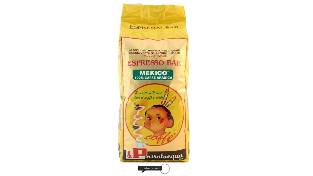 Passalacqua Mekico Espresso Bar, 100% Arabica Kaffeebohnen, 1 kg Packung, + keyring italy shop service