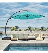 Patio Kingdom 10FT Solar Umbrella 32 LED Lighted Patio Umbrella Table Market Umbrella w/Tilt and Crank, UV-Resistant Outdoor Umbrella for Pool, Garden, Deck, Beige : Patio, Lawn & Garden