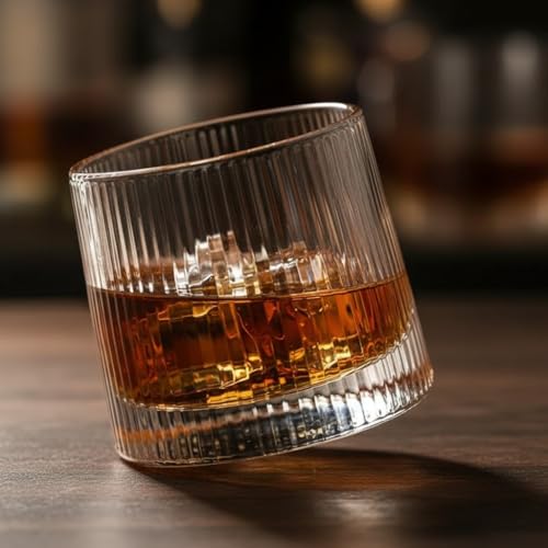 Jogo com 6 Copos de Whisky com Base Giratória – Copos de Vidro Premium para Bar, Drinks e Presentes
