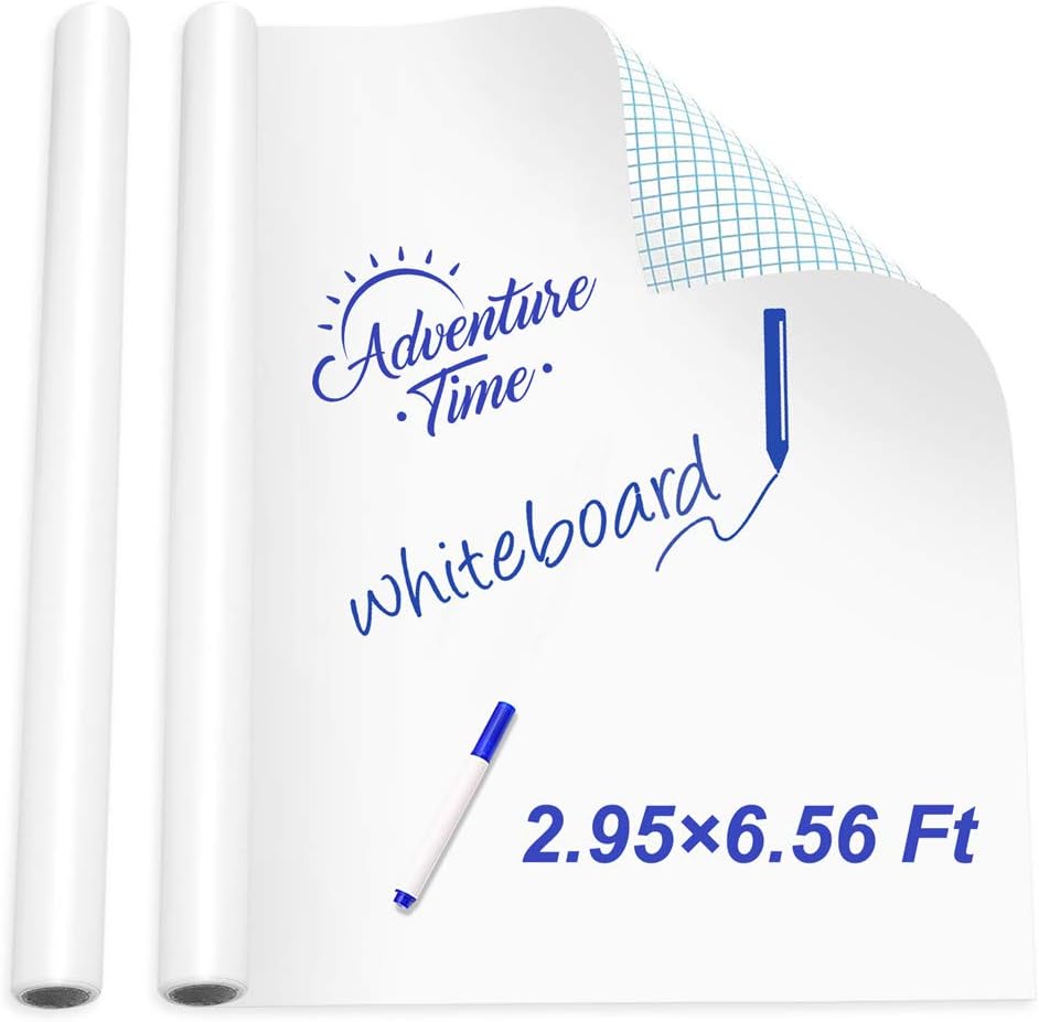 Holotap Extra Large Whiteboard Sticker Wall Decal Film Self-Adhesive Dry Erase Board 35.4" X 78.7" Whiteboard Paper for Home School Office (White, 35.4×78.7 Inch)