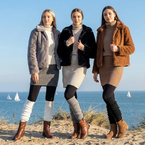 MOAZIFI 3 Paare Stulpen Damen, Leg Warmers, Stulpen Für Damen, Beinwärmer, Legwarmers, Für Winterwärmer, Warme Beinstulpen Strick, Geschenke Für Frauen