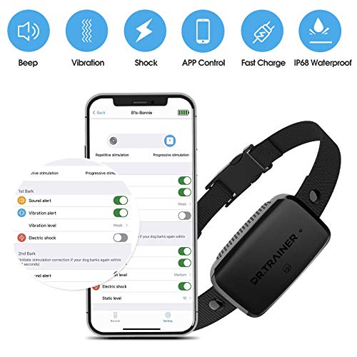 Dr.trainer Dog Barking Shock Collar With App Control, Waterproof Bark Collar With Custom Auto Intelligent Progressive Mode, Safe And Humane Rechargeable No Bark Collar For Small Medium Large Dogs #TOP2