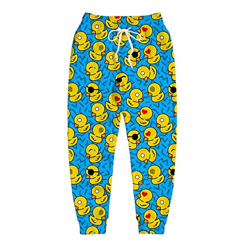 WDPSUXIN Jogginghose für Herren, lustige Hose, lässige Trainingshose, Rave-Outfit, athletische Hose, Retro 80er 90er Jahre Grafik Gummiente Blau, 3XL WDPSUXIN Jogginghose für Herren, lustige Hose, lässige Trainingshose, Rave-Outfit, athletische Hose, Retro 80er 90er Jahre Grafik Gummiente Blau, 3XL