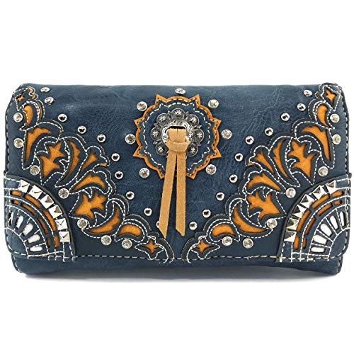 Zelris Autumn West Fringe Concho Women Crossbody Wrist Trifold Wallet