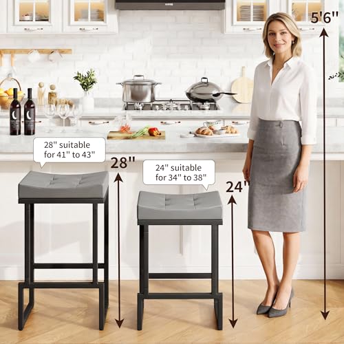 Image of FIRAVOE Bar Stools Set of 3, 24 Inch Backless Modern Counter Height Stools