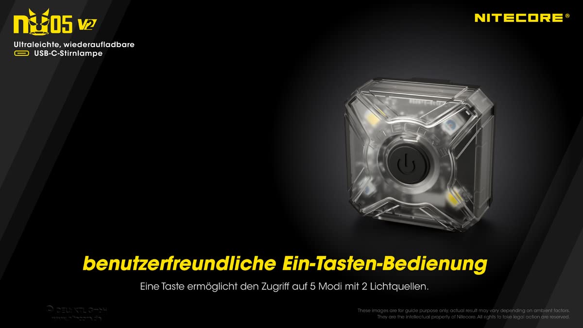 Nitecore NU05 V2 Lampa czołowa z akumulatorem, czarna