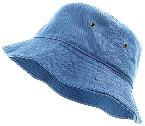 Deewang Unisex 100% Cotton Premium Summer Bucket Hat Safari Packable Outdoor Beach Sun Hat (Sky Blue, Large X-Large)