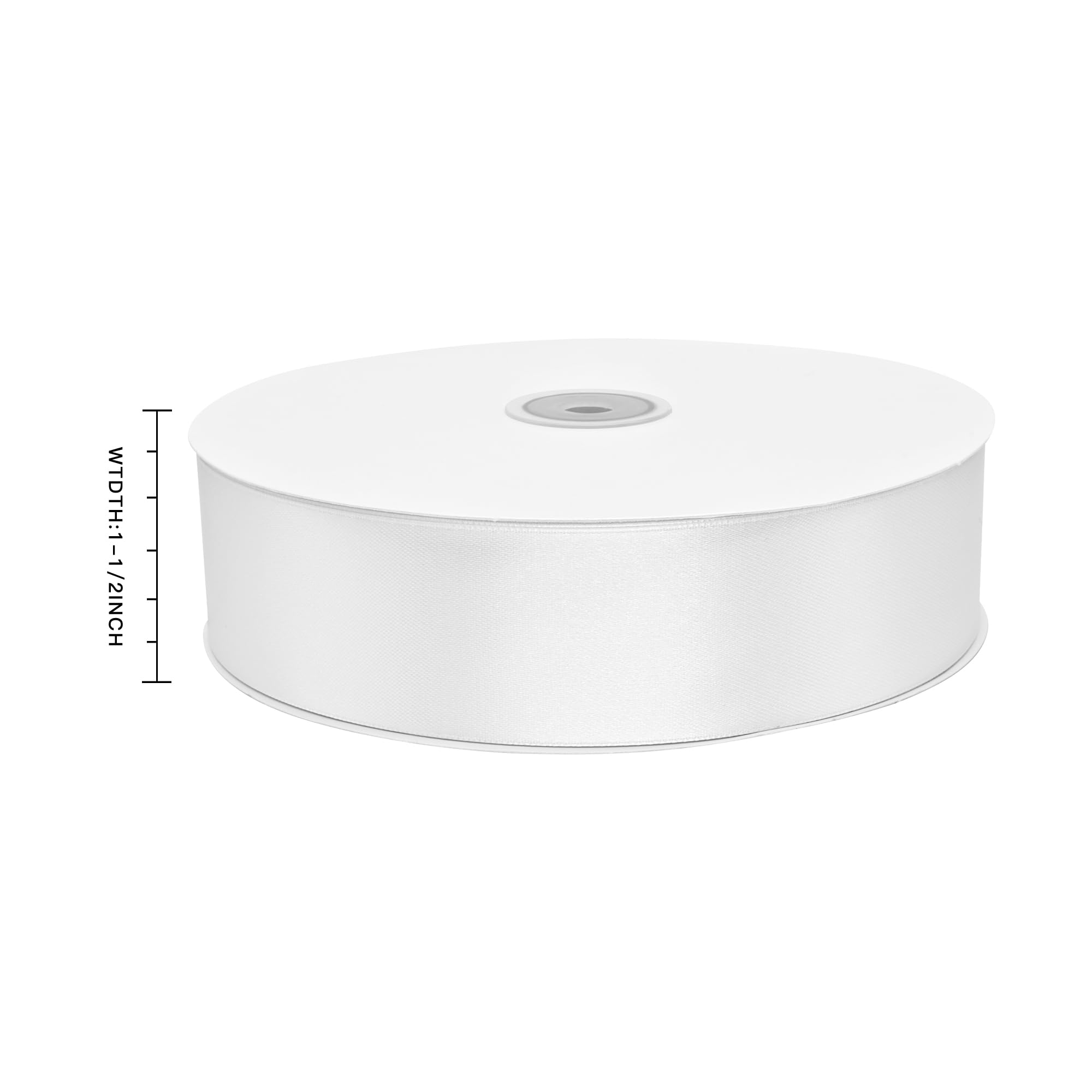 Nastro di raso bianco double face, 3,8 cm x 91,5 m, 100% poliestere, disponibile in diversi colori, ideale per confezioni regalo, artigianato, decorazioni per matrimoni