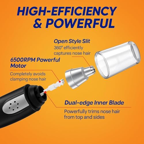 Image of VIFERA 3-in-1 Nose, Ear & Eyebrow Hair Trimmer for Men & Women - Waterproof, Painless Facial Hair Remover with Dual-Edge Blades - Compact, Battery-Operated Grooming Tool (Black) (AA BATTERY INCLUDED)