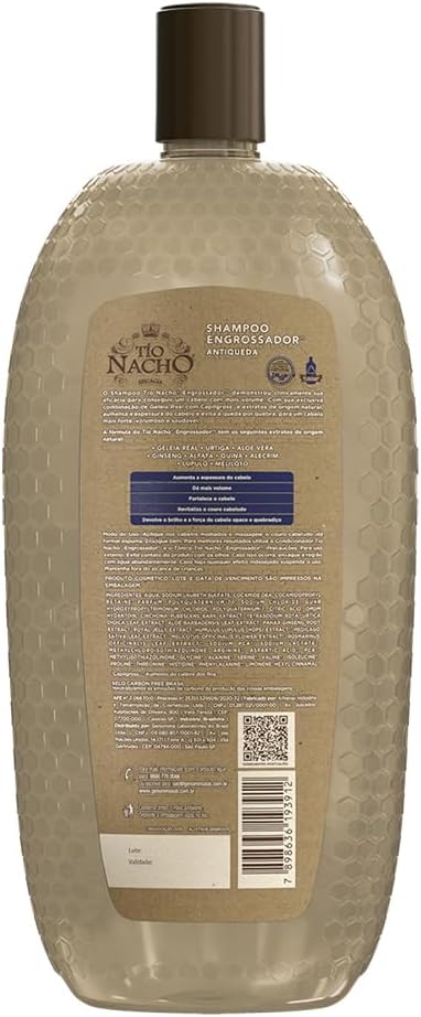 Tio Nacho Shampoo Antiqueda Engrossador Natural Para Cabelos Com Mais Volume E Sensação De Até 33.000 Fios A Mais Carbon Free 950 Ml - 1 Pack
