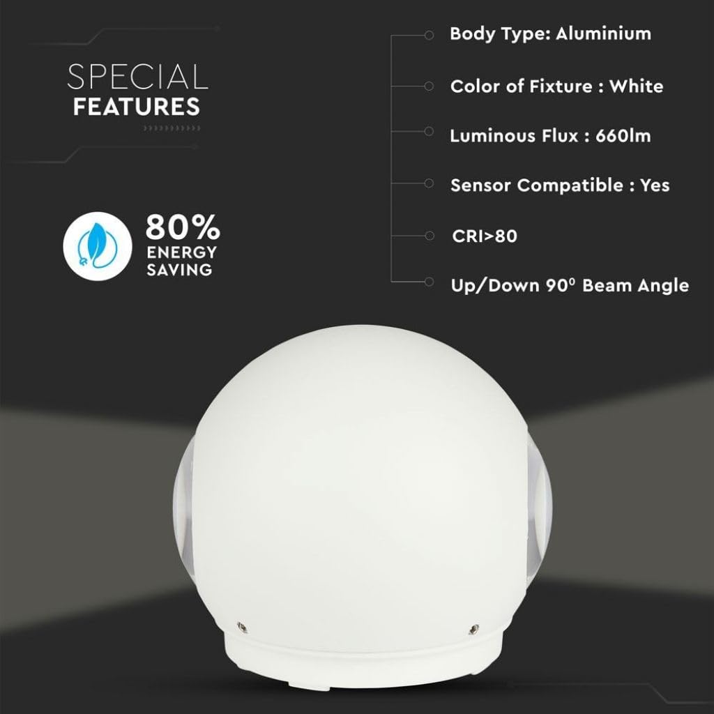 Cob 6W LED lampa ścienna, aluminium, białe światło ścienne naturalna biel 4000K IP65