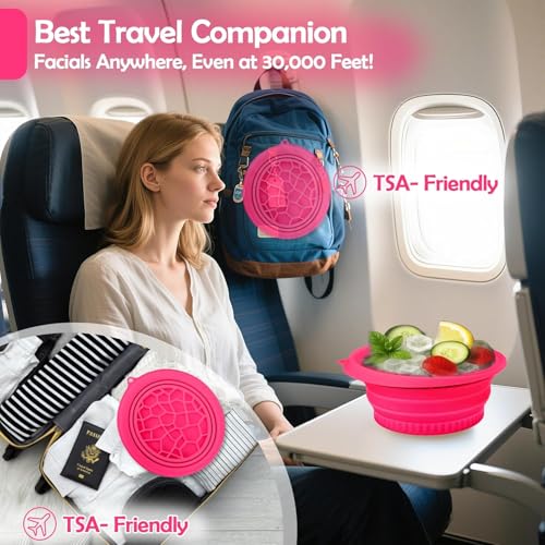 Image of Ice Facial Bowl | Facial Cold Plunge | Collapsible Bowl For Face Ice Bath with Built-In Icetray | Facial Ice Therapy for Acne Relief and Pore Shrinking, Cold Therapy for Home, Travel & Parties (ROSY RED)