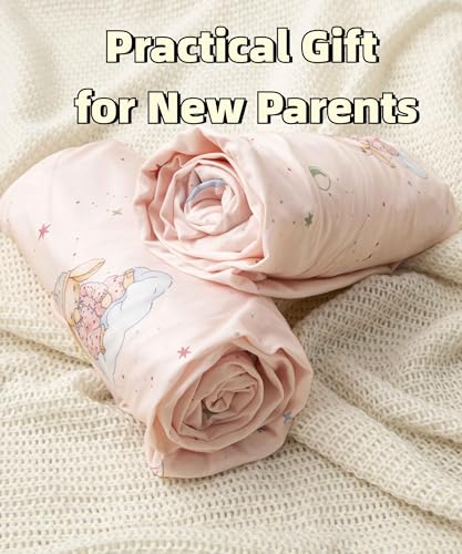 Image of SDY Jersey Crib Sheets for Baby Girls,52 inchx28 inchx8,2 Pack,Pink Bunny Easter Day Style Standard Oval /Retangle Crib Mattress Sheets for Toddler,Super Soft Breathable
