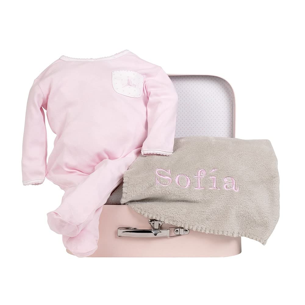 Regalos para Bebes Recien Nacidos Personalizado | Manta Personalizada Nombre Bebé + Pijama Recién Nacido | BebeDeParis