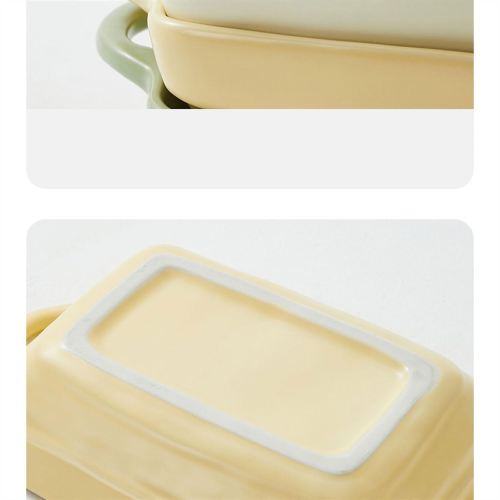 Plat de cuisson riz au four fromage, bol à double oreille Pain(Khaki,7.6inch)