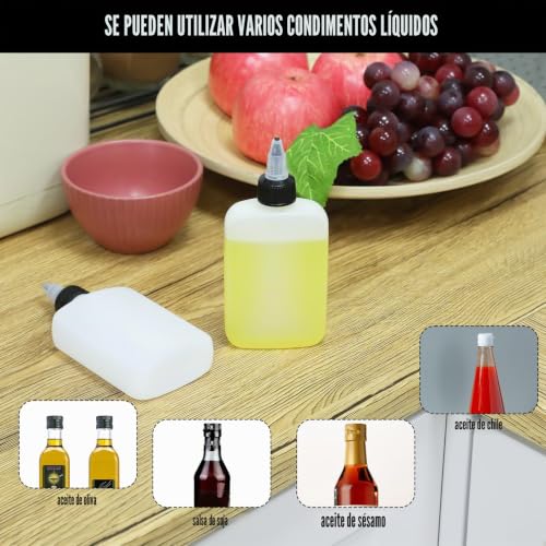 Miniatura 3 de Ptwola 2 Botellas Pequeñas Para Condimentos, Dispensadores De Aderezos De Plástico, A Prueba De Fugas, Recargables, Líquidos, Botellas Vacías Para Salsas, Ensalada, Aceite, Ketchup, Mostaza, Cocina