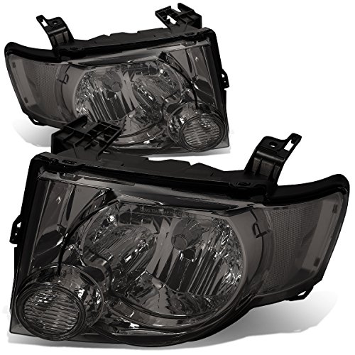 2PCs OE Style Smoked Housing Clear Corner Headlight Assembly HeadLamps Compatible with Ford Escape 08-12