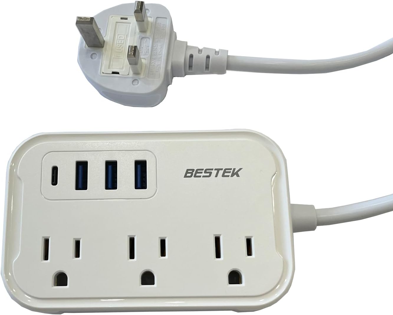 UK Travel Plug Adapter with USB C, 2.6FT Extension Cord, US