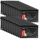 BAZIC Products Pencil Pouch 3 Ring Binder Pouch w/Rivet Enforced Rings Hole, Black Mesh Window Zipper Pouches, 24-Count