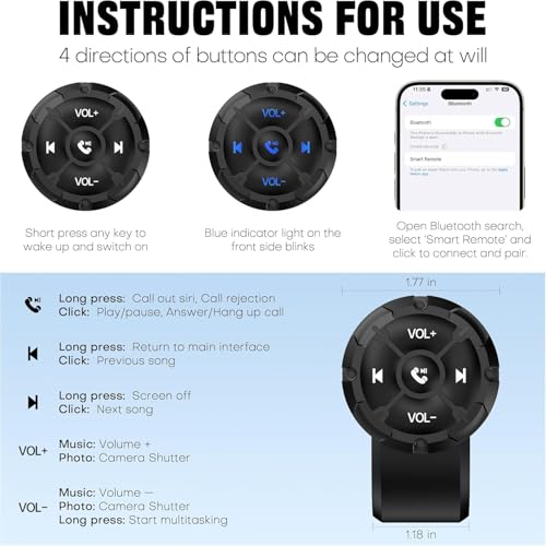 Mando de control remoto de música Bluetooth para manillar de bicicleta con botón impermeable 2