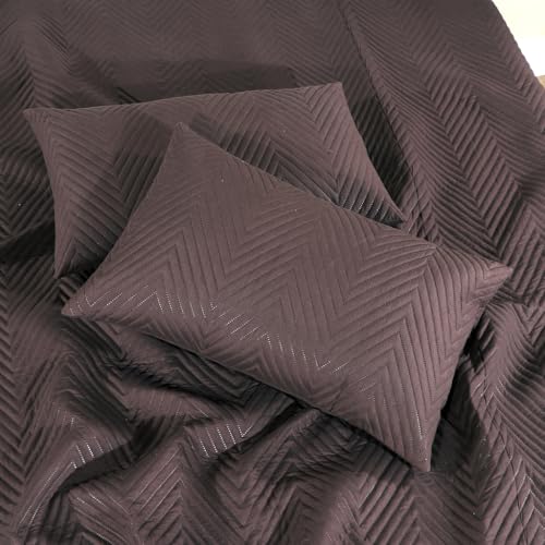 Image of RD TREND Cotton Quilted Pillow Cover Set of 2 |Ultra-Soft, Cooling & Breathable | Skin & Hair Friendly | Hidden Zipper Pillowcases for Bedroom |Standard Size 18x28 Inches, Coffee