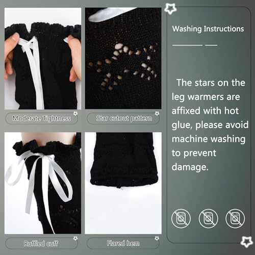 Image of Junely 2 Pairs Leg Warmers for Women Kawaii Leg Warmer Cute Legwarmers Japanese Socks Halloween Goth Emo Gyaru Accessories