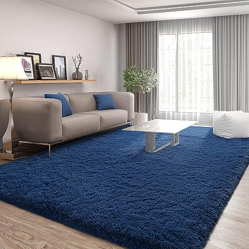 Image of Urban Modern Decor Features 5x8 Feet Modern Soft Shaggy Carpet Thick, Fluffy & 2 inch Pile Shag Rug for Your Kids Room, Bedroom & Livingroom(5x8 feet, Navy Blue)