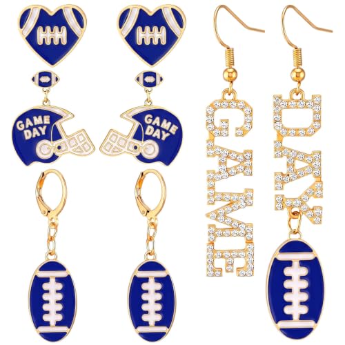 Image of Liliaafar 4 Pairs Game Day Football Earrings for Women