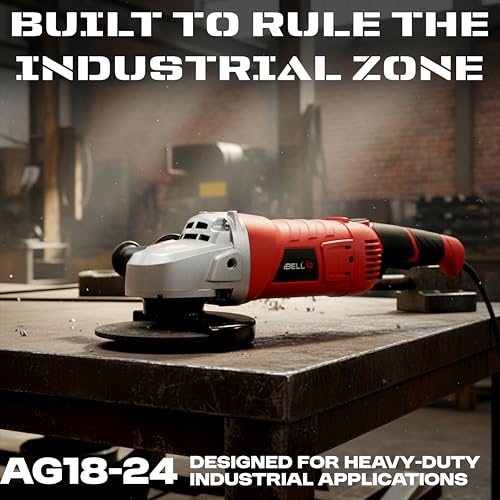 Image of IBELL IBL AG18-24 Professional 2400W Angle Grinder | Heavy Duty Industrial 8Kg Metal Body | 8500 RPM | 180mm (7 inch) Disc | For Metal, Concrete Cutting, Grinding & Polishing | 6 Months Warranty
