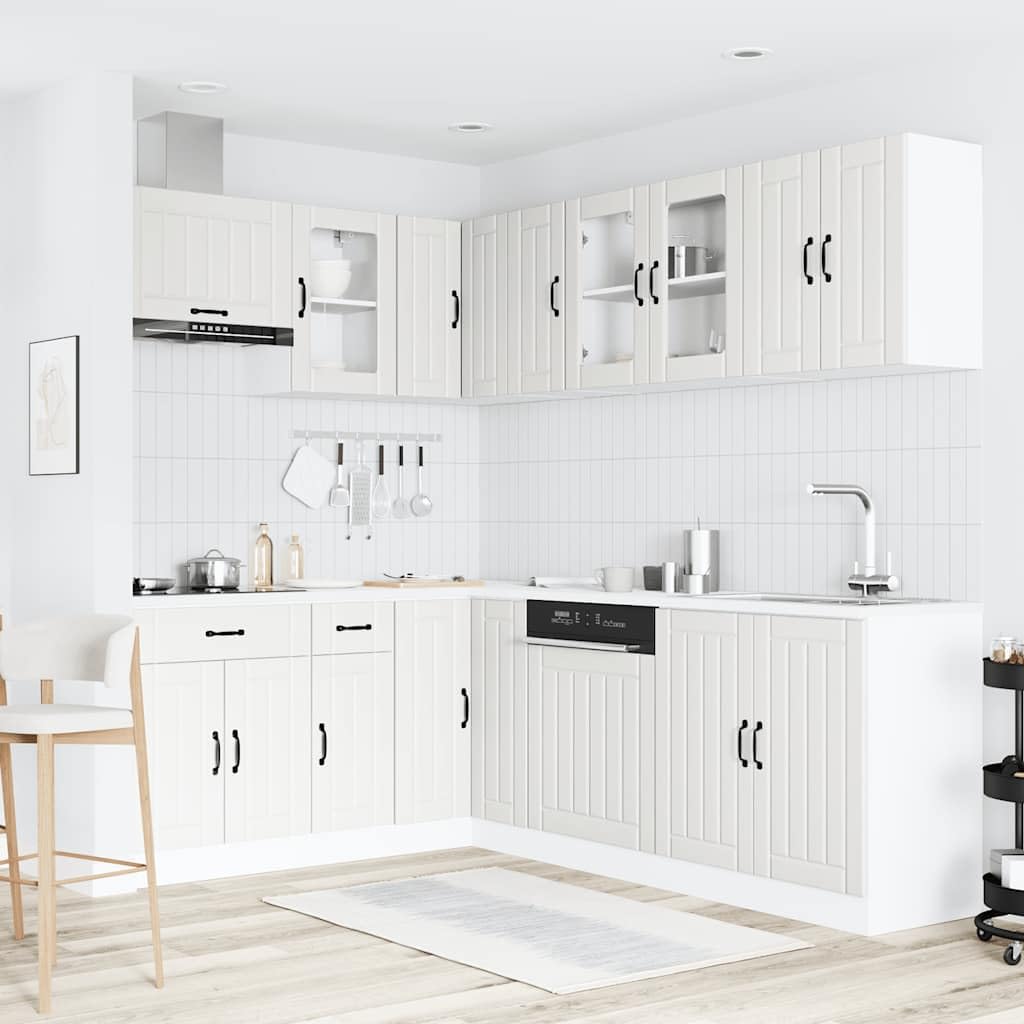 Set di mobili da cucina Lucca, in legno bianco, molto spazio, piedini regolabili, facile da pulire, design moderno per cucina, sala da pranzo