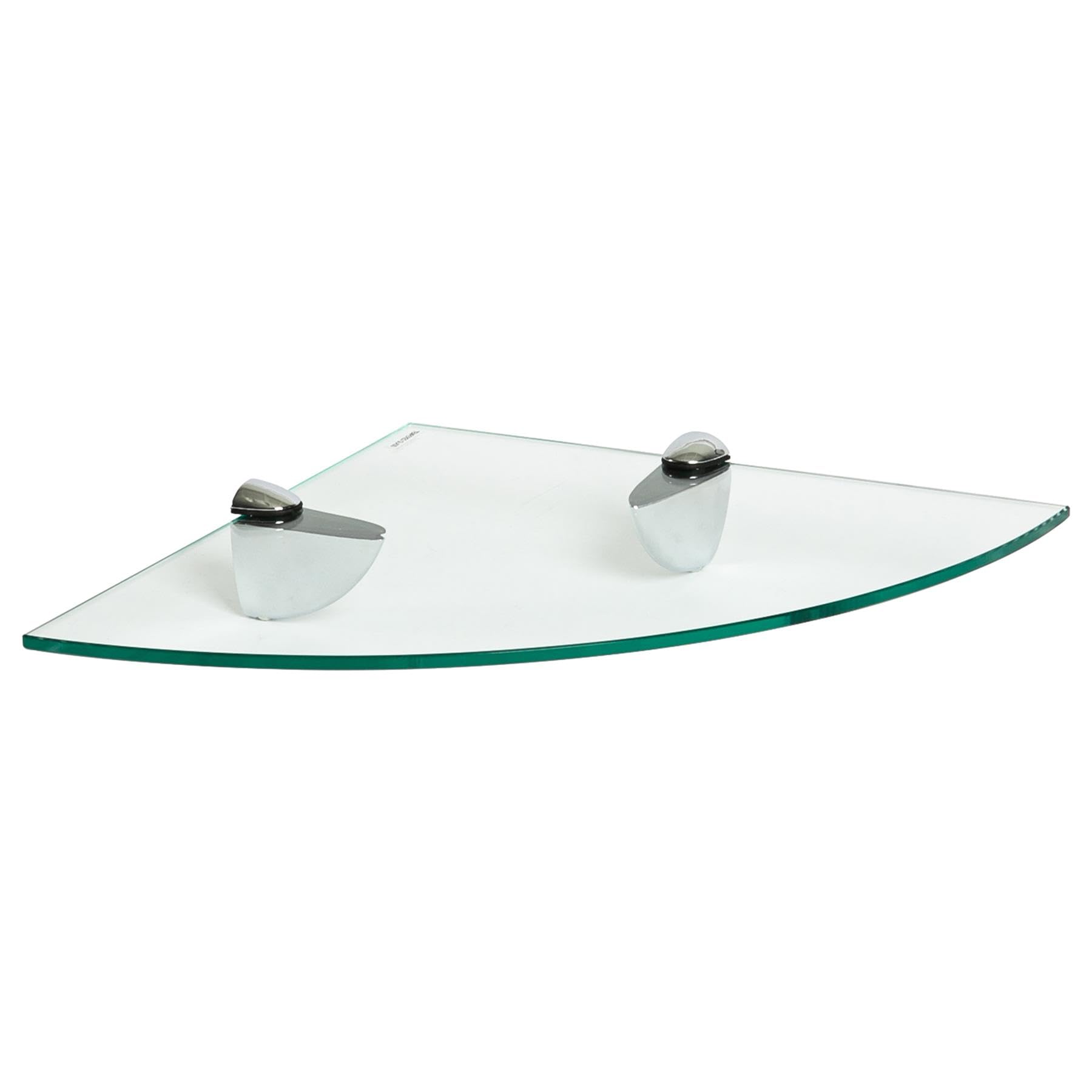 Harbour Housewares Floating Glass Wall Corner Shelf - 30cm - Pack of 1 - Shelving Storage Vanity Display Shelf Unit with Silver Brackets for Bathroom, Shower, Kitchen, Living Room