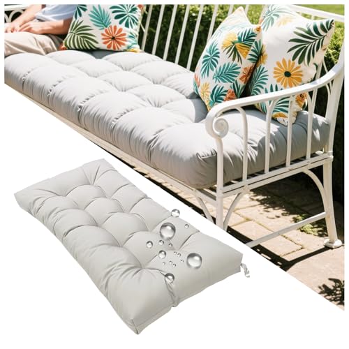 NIDSNID Coussin pour Banc de Jardin 130x50x8 cm - Imperméable Antidérapant - Exterieur/Interieur - Confortable Coussins pour terrasse, Balcon, Banquette (Blanc léger)