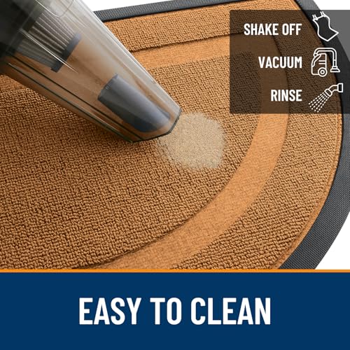 Image of OLANLY Half Circle Door Mat Indoor Outdoor Entrance Welcome, Waterproof All-Season, All-Weather Doormat, Sturdy Natural Rubber, Easy Clean Patio Porch Entryway Mat, 33x21, Tangerine Orange