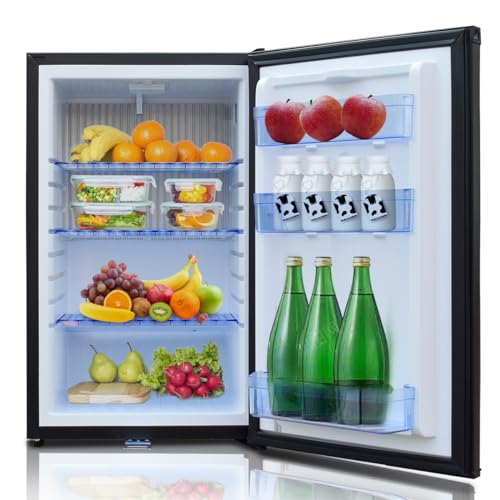 RV Refrigerator Lockable 12V/110V, 1.8 Cu.ft Semi Truck Mini Fridge with Lock For Outdoor Camping Traval Bedroom Office Van Freightliner Cascadia, No Noise
