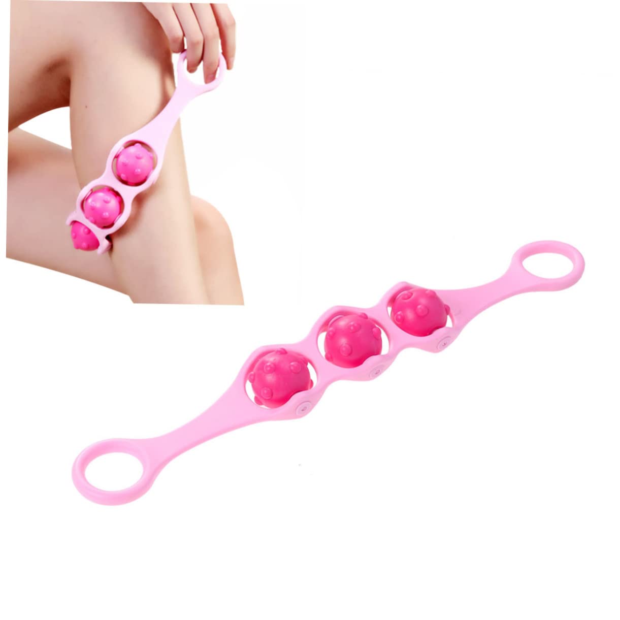 BUTIFULSIC Lightweight Muscle Roller Massager 3D Ergonomic Handle Deep Tissue Ball Roller 35cm Rosy Foot