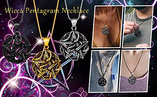 Pentagram Pentacle Wiccan Necklace -Star Satanic Pendant 316L Stainless Steel Traditional Seal of Solomon Tetragrammaton Eliphas Levi's Pentagra Wicca Punk Retro Jewelry2