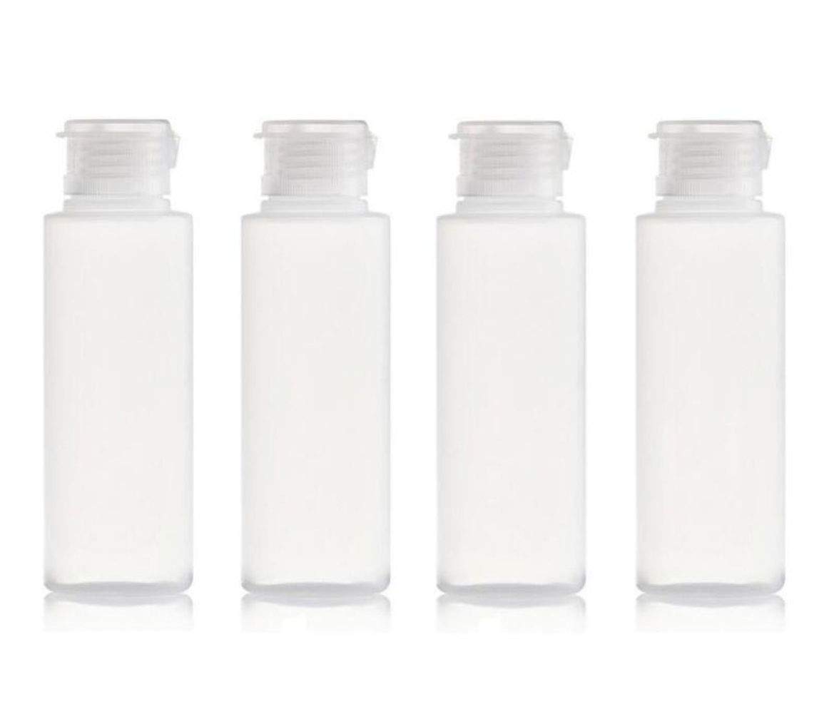 4 Pcs 100ml 3.3oz Leak Proof Refillable Plastic Bottle Squeeze Containers Liquid Containers Squeeze Tube Transparent Dispenser Toiletries Containers Bottles with Flip Cap