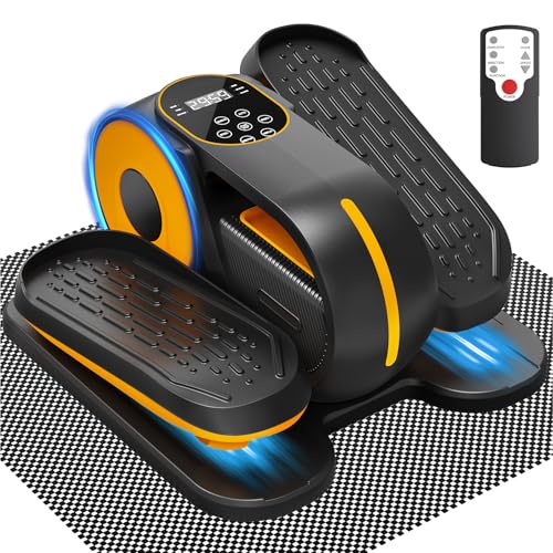 Image of Under Desk Elliptical Machine, 12 Speeds Leg Exerciser as Seen on TV with RF Remote Control for Seniors, Auto & HR Mode Quiet Portable Seated Pedal Exerciser for Home and Office