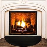 Fireproof Fireplace Mat Half Round Hearth Area Rug Fire Retardant Fiberglass Mat Fireproof Rugs for Fireplaces Fire Resistant Mat Wood Stove Fireplace Protect Floors from Sparks Embers (30 x 48 Inch)
