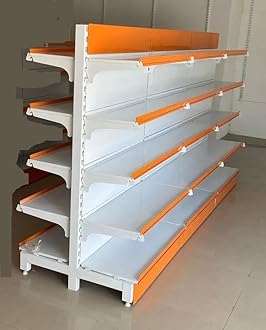 Lukia Adjustable Addon Centre Wall Rack (Double Sided) Powder Coating for Kitchen, Supermarket, Shops and Book Shelf 190 * 90 * 90 cm (6.2 FEET X 3 FEET) 5 Shelves Set of 3