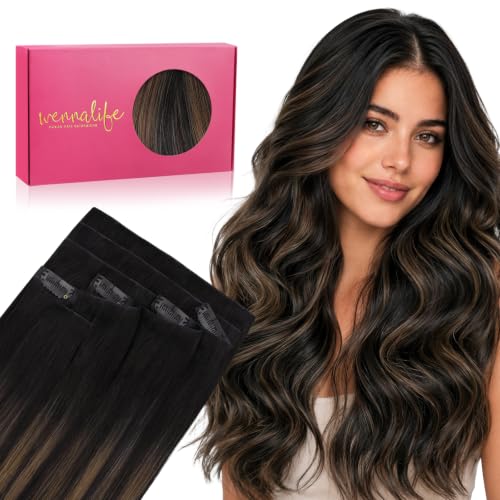 Image of WENNALIFE Invisible Edge Seamless Clip in Hair Extensions Real Human Hair