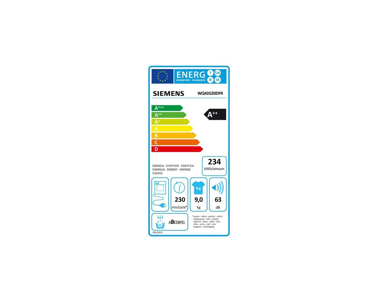SIEMENS Sèche-linge pompe à chaleur WQ42G20DFR, iQ500, Programme Outdoor