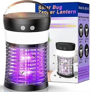 Zenoplige Bug Zapper, Solar Mosquito Killer Lamp Camping Lights USB Rechargeable Fly Zapper Outdoor Indoor Night Light (Black)