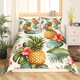 Feelyou Pineapple Fruit Comforter Cover Full, Cute Pinepple Duvet Cover Fruit Bedding Set for Kids Boys Girls Cute Fruit Bedspread Cover Microfiber Quilt Cover 3Pcs 51QmHI7D3FL. SS280