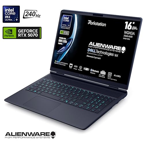 Alienware 16x Aurora, Intel Core Ultra 9 275HX Series 2 Laptop 16" WQXGA 240Hz G-Sync Display, Nvidia Geforce RTX 5070, 32GB RAM DDR5, 1 TB SSD, Win 11 Home, Tastiera retroilluminata QWERTY - Notebook - Immagine 1