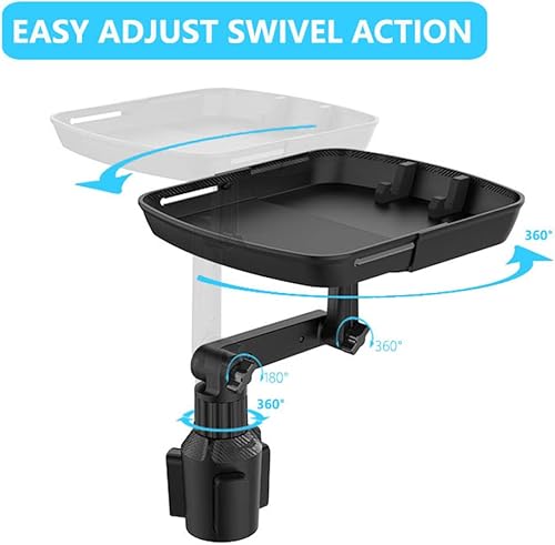 Miniatura 6 de Bandeja portavasos, bandeja para bebidas para automóvil, rotación de 360, ajustable, antideslizante, para comer, accesorios portátiles para