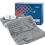 Bedsure Back Heating Pad for Neck and Shoulders, Weighted Heated Pad with Vibration, FSA Eligible Items, Birthday Gifts for Women Men Mom Men, Auto Shut Off, 5lbs 12' x 24', Grey
