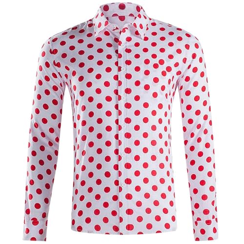 Generisch Chemise d'été à pois pour homme - Col pliable - Style décontracté - Respirant - Confortable - Manches courtes - Pour homme, Rose, M