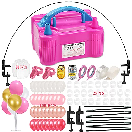 170 PCS Balloon Pump Balloon Arch Kit, Electric Balloon Air Pump Balloon Inflator with 12ft Balloon Arch Kit Balloon Stand and 100Pcs Balloons for Birthday Wedding Party Christmas